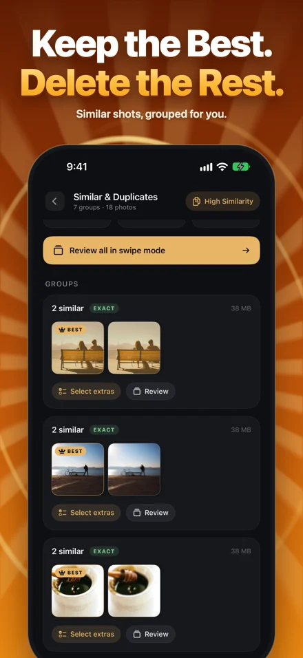 App screenshot: compare similar photos